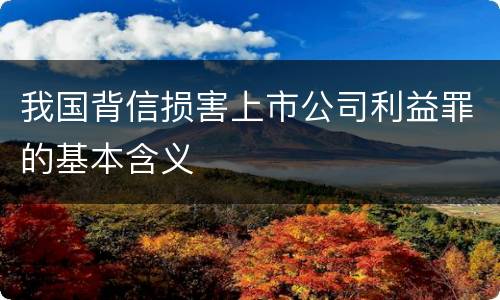 我国背信损害上市公司利益罪的基本含义