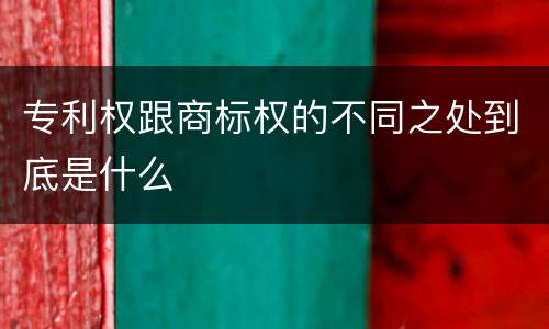专利权跟商标权的不同之处到底是什么