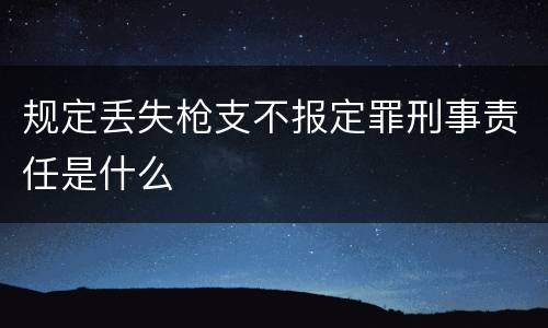 规定丢失枪支不报定罪刑事责任是什么