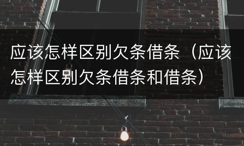 应该怎样区别欠条借条（应该怎样区别欠条借条和借条）