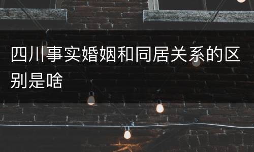 四川事实婚姻和同居关系的区别是啥