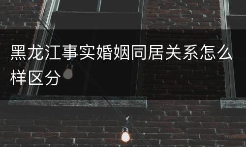 黑龙江事实婚姻同居关系怎么样区分