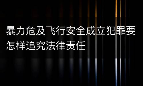 暴力危及飞行安全成立犯罪要怎样追究法律责任