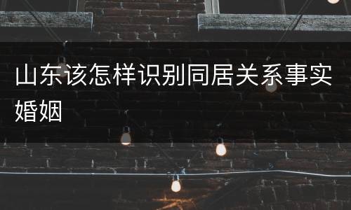 山东该怎样识别同居关系事实婚姻