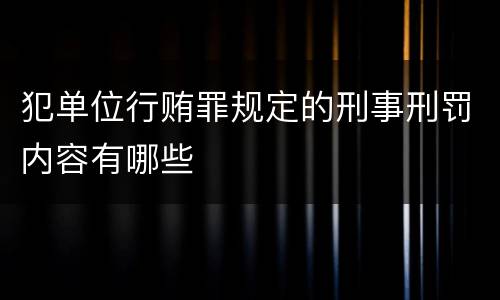 犯单位行贿罪规定的刑事刑罚内容有哪些