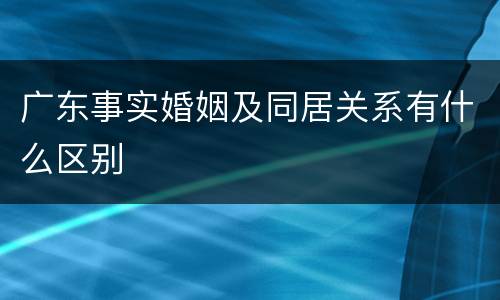 广东事实婚姻及同居关系有什么区别