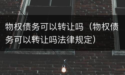 物权债务可以转让吗（物权债务可以转让吗法律规定）