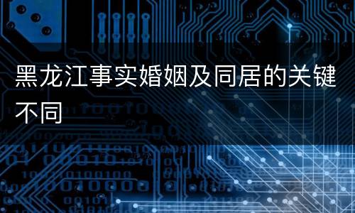 黑龙江事实婚姻及同居的关键不同