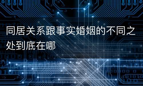同居关系跟事实婚姻的不同之处到底在哪
