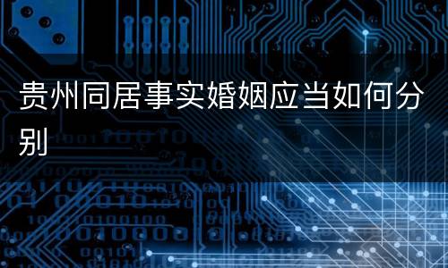 贵州同居事实婚姻应当如何分别