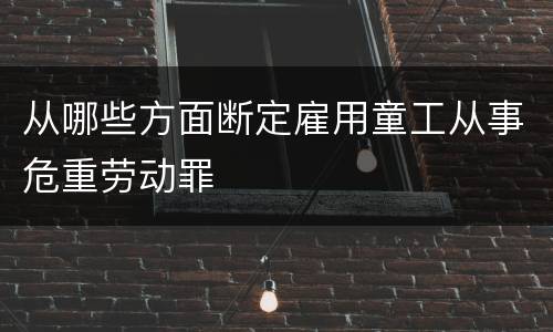 从哪些方面断定雇用童工从事危重劳动罪