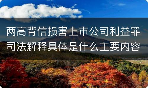 两高背信损害上市公司利益罪司法解释具体是什么主要内容