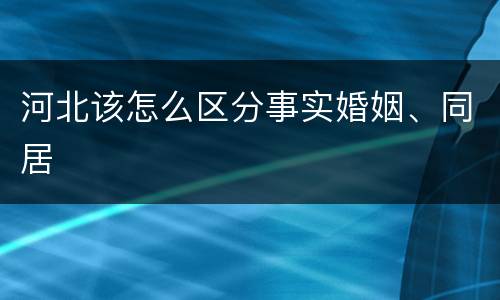 河北该怎么区分事实婚姻、同居