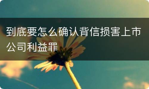 到底要怎么确认背信损害上市公司利益罪