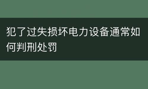 犯了过失损坏电力设备通常如何判刑处罚