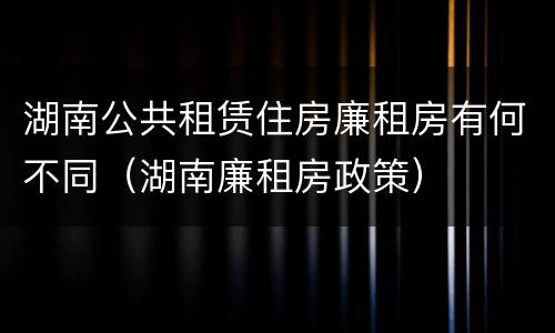 湖南公共租赁住房廉租房有何不同（湖南廉租房政策）