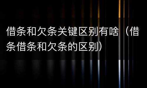借条和欠条关键区别有啥（借条借条和欠条的区别）