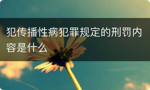 犯传播性病犯罪规定的刑罚内容是什么