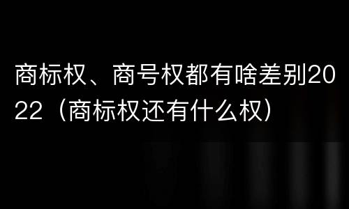 商标权、商号权都有啥差别2022（商标权还有什么权）