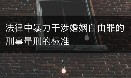 法律中暴力干涉婚姻自由罪的刑事量刑的标准