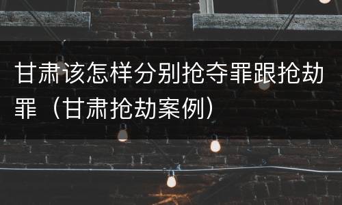 甘肃该怎样分别抢夺罪跟抢劫罪（甘肃抢劫案例）