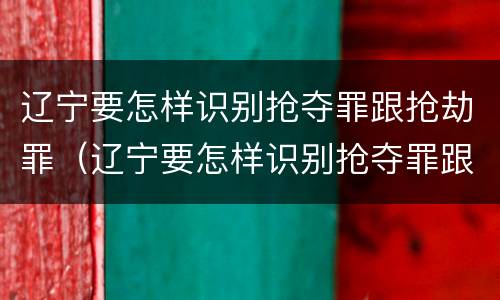 辽宁要怎样识别抢夺罪跟抢劫罪（辽宁要怎样识别抢夺罪跟抢劫罪呢）