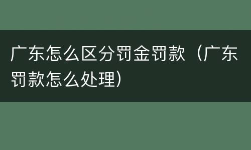 广东怎么区分罚金罚款（广东罚款怎么处理）