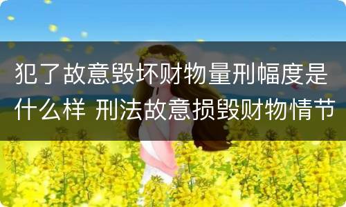 犯了故意毁坏财物量刑幅度是什么样 刑法故意损毁财物情节严重怎么区分