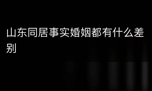 山东同居事实婚姻都有什么差别