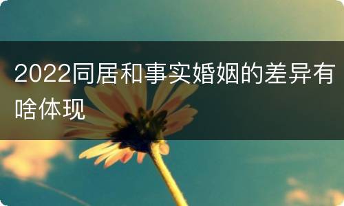 2022同居和事实婚姻的差异有啥体现