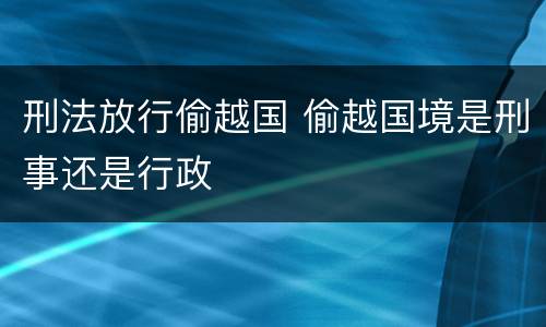 刑法放行偷越国 偷越国境是刑事还是行政