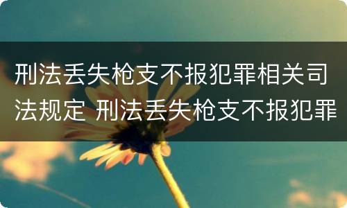 刑法丢失枪支不报犯罪相关司法规定 刑法丢失枪支不报犯罪相关司法规定有哪些