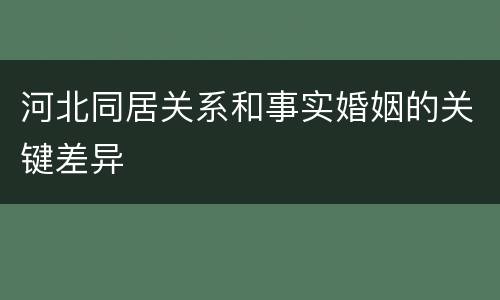 河北同居关系和事实婚姻的关键差异