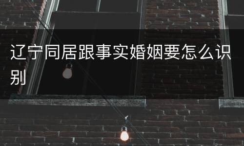 辽宁同居跟事实婚姻要怎么识别