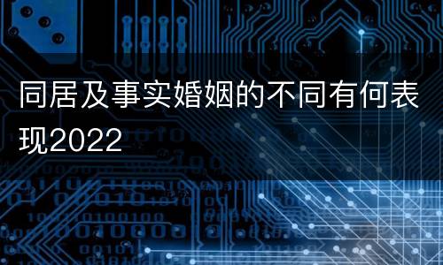 同居及事实婚姻的不同有何表现2022