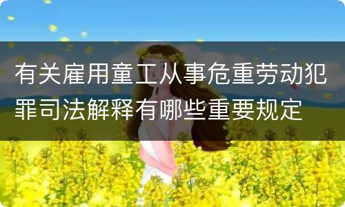 有关雇用童工从事危重劳动犯罪司法解释有哪些重要规定