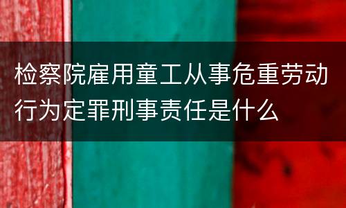 检察院雇用童工从事危重劳动行为定罪刑事责任是什么