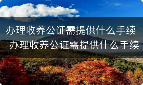 办理收养公证需提供什么手续 办理收养公证需提供什么手续和证件