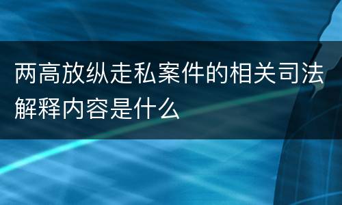 两高放纵走私案件的相关司法解释内容是什么