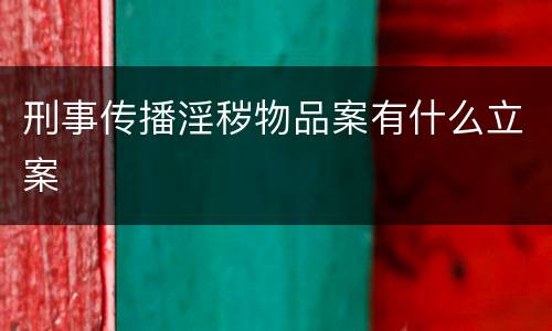 刑事传播淫秽物品案有什么立案