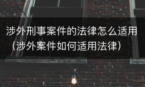 涉外刑事案件的法律怎么适用（涉外案件如何适用法律）