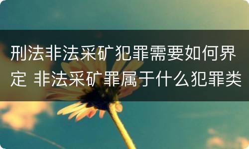 刑法非法采矿犯罪需要如何界定 非法采矿罪属于什么犯罪类型