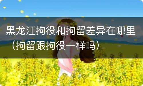 黑龙江拘役和拘留差异在哪里（拘留跟拘役一样吗）
