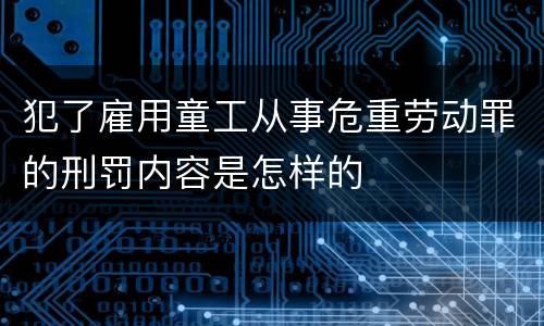 犯了雇用童工从事危重劳动罪的刑罚内容是怎样的