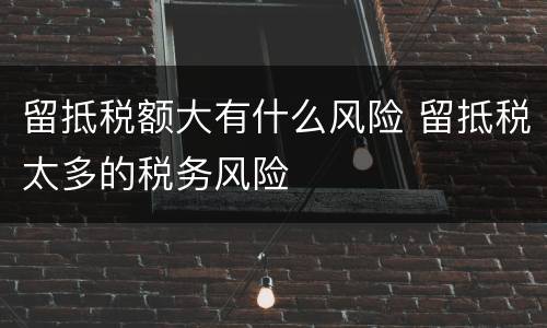 留抵税额大有什么风险 留抵税太多的税务风险