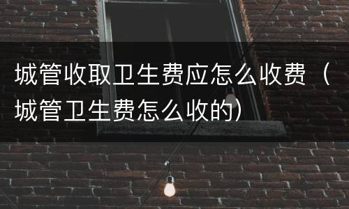 城管收取卫生费应怎么收费（城管卫生费怎么收的）