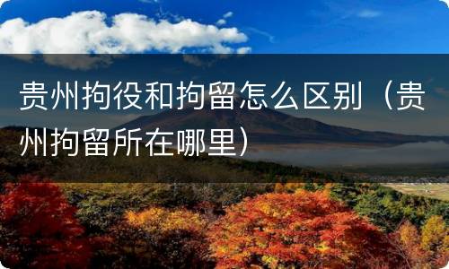 贵州拘役和拘留怎么区别（贵州拘留所在哪里）