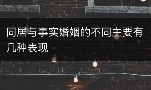 同居与事实婚姻的不同主要有几种表现