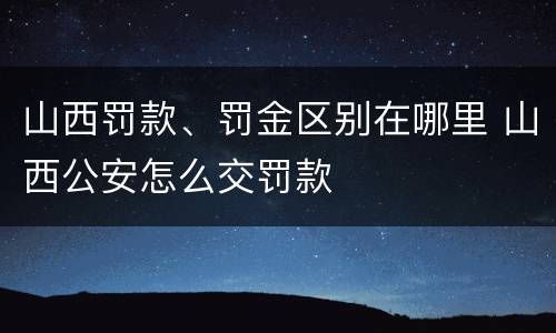 山西罚款、罚金区别在哪里 山西公安怎么交罚款