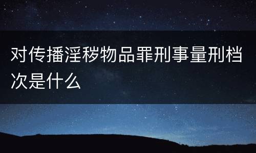对传播淫秽物品罪刑事量刑档次是什么